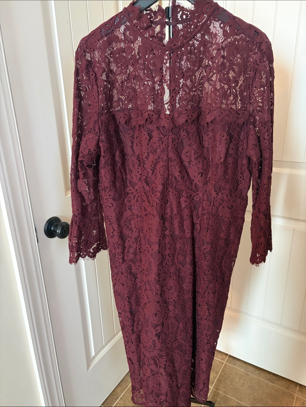 Eva Mendes by Ny&Co Women's Burgundy Lace Midi Dress